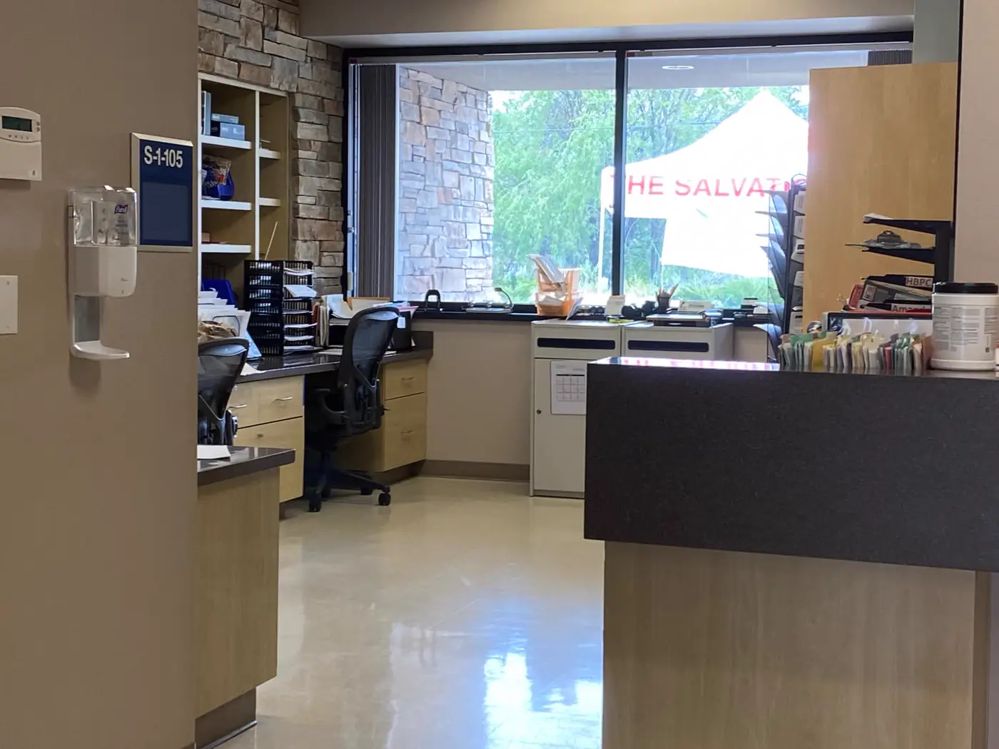 Medical reception area cleaned and disinfected